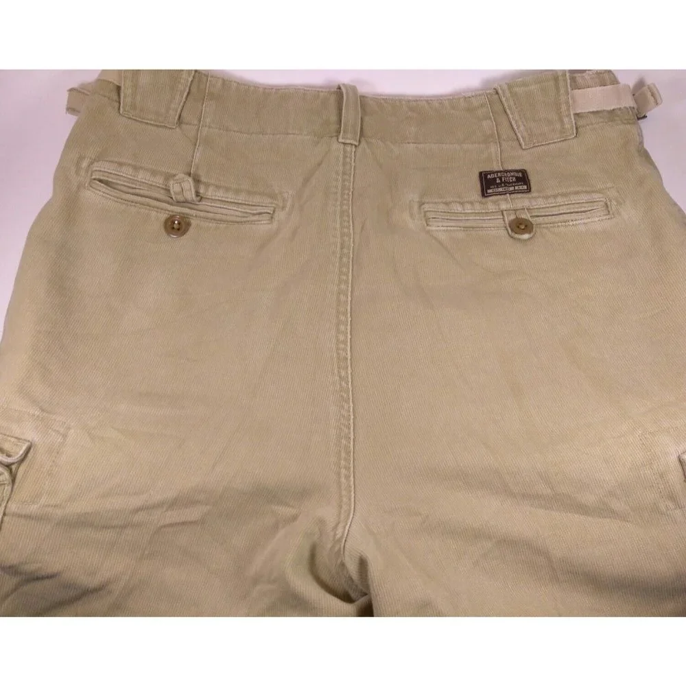 Abercrombie & Fitch Mens Cargo Shorts sz 30 Khaki Brown Textured with Button Fly